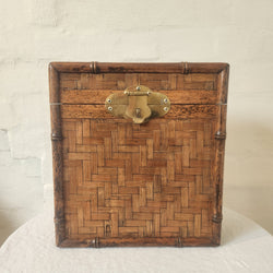 Vintage Woven Bamboo Document Box