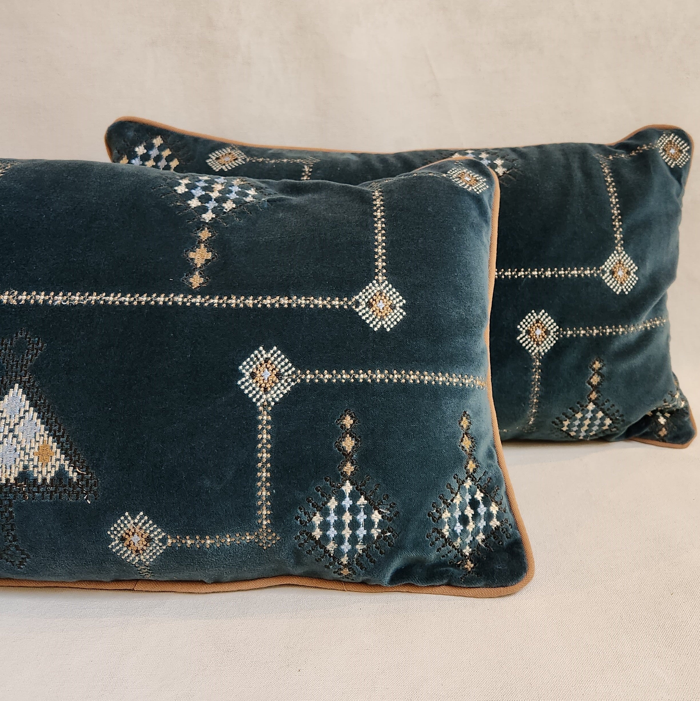 Kanika Blue Orion Lumbar Cushion, feather infill
