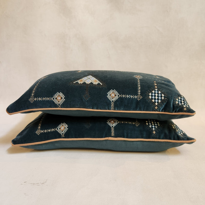 Kanika Blue Orion Lumbar Cushion, feather infill