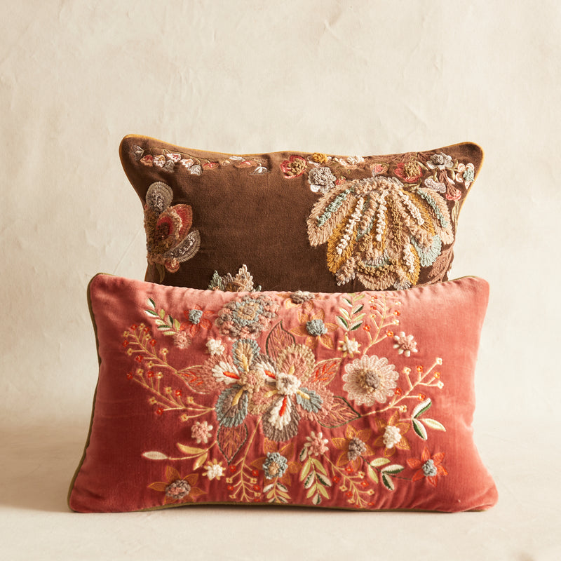 Kanika Rose Garden Lumbar Cushion, feather infill