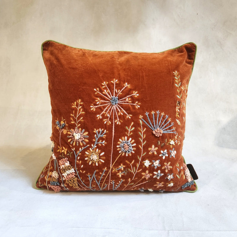 Kanika Rust Forest Cushion, feather infill