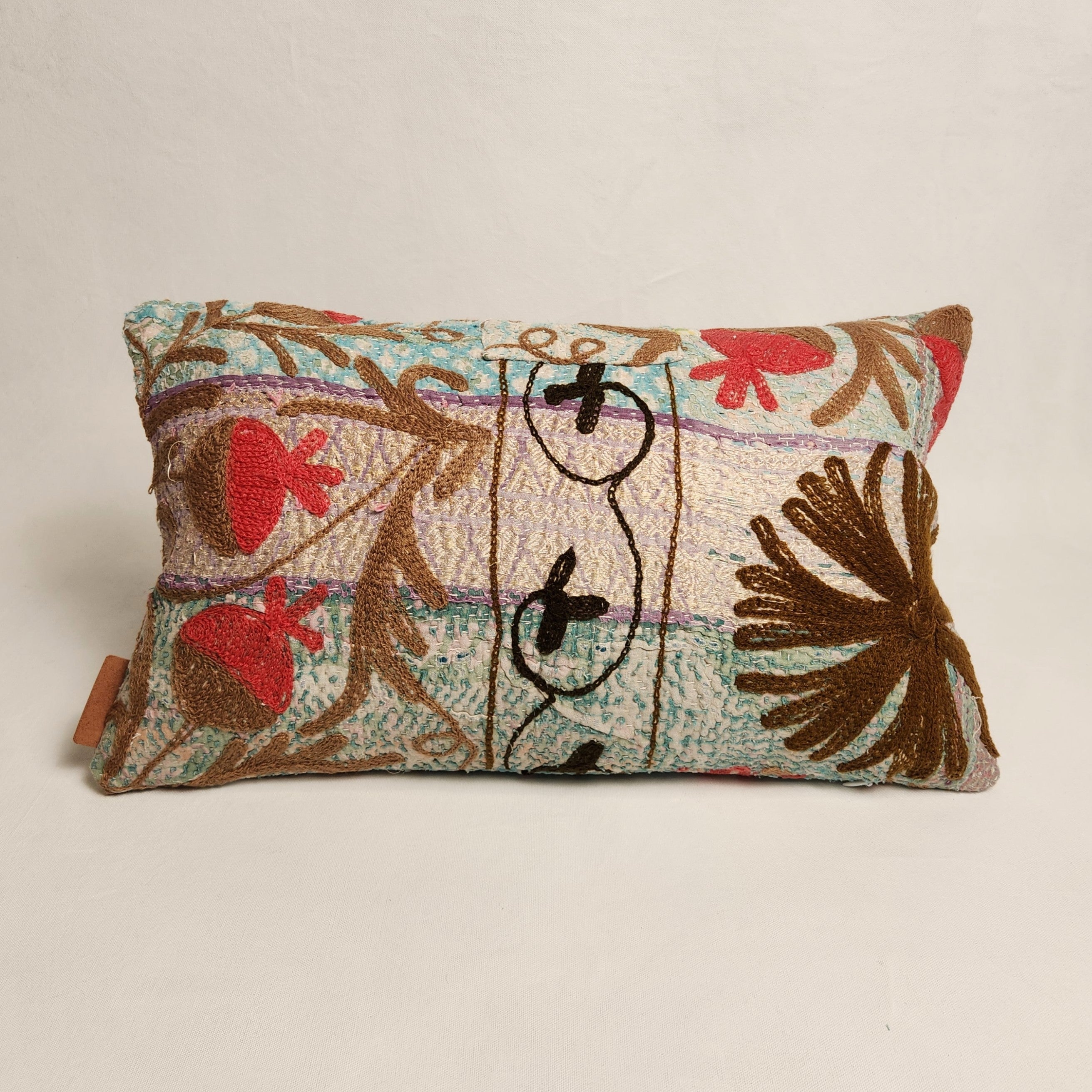 Suzani Cushion #40 -  Red, Brown, Turquoise 30x50