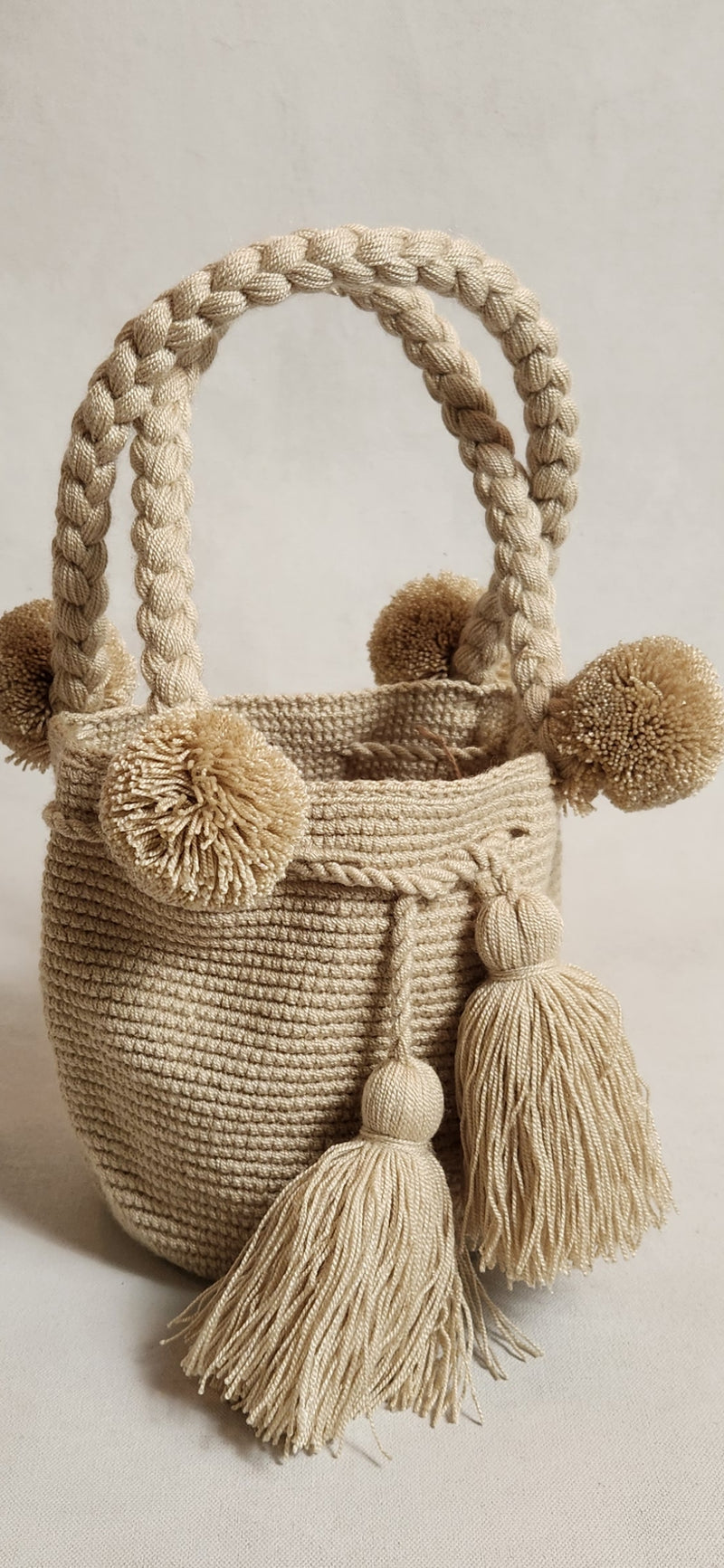 Wayuu Pom Pom Small Bag - Cream