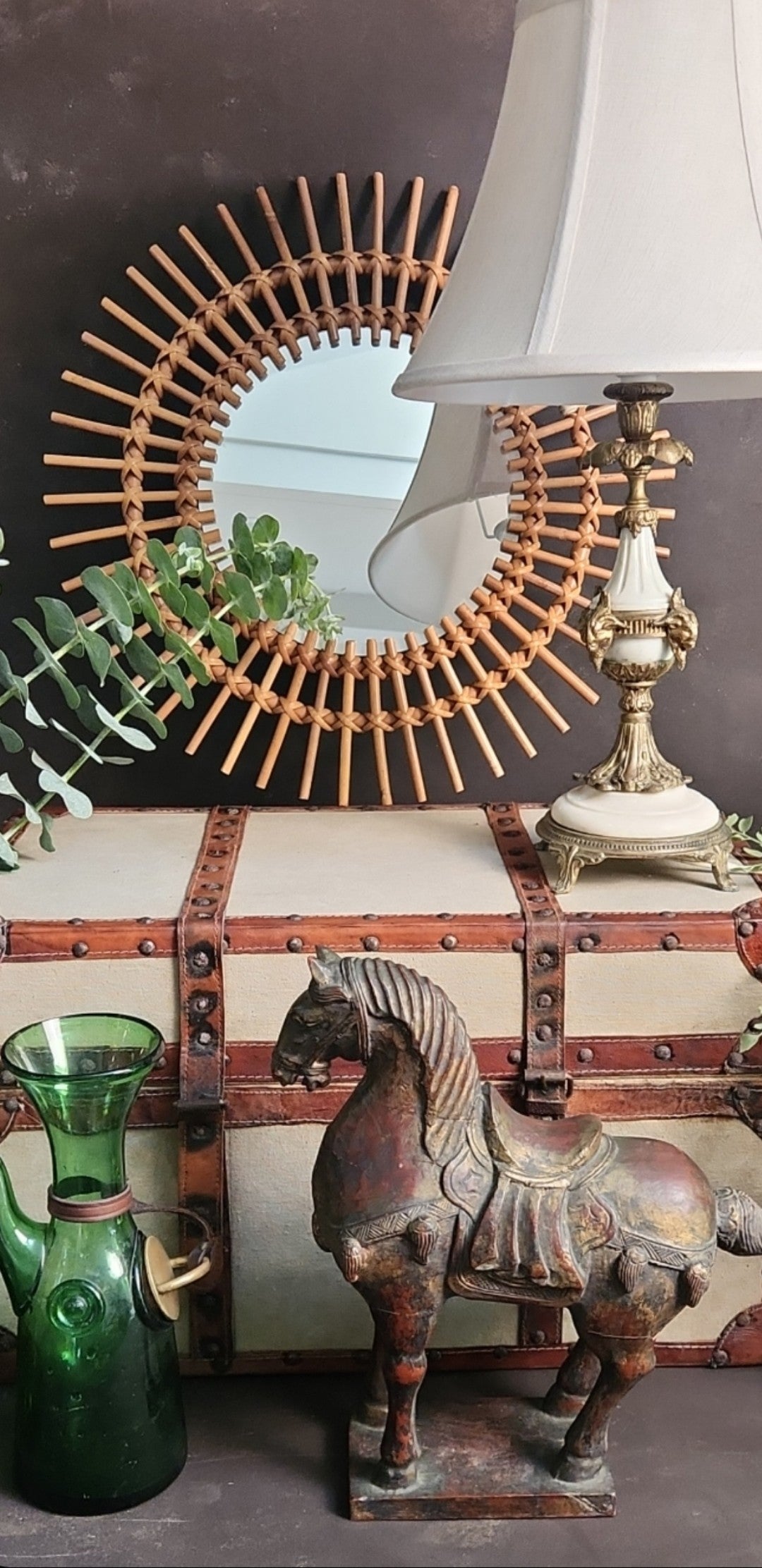 Vintage 1970’s Cane Starburst Mirror