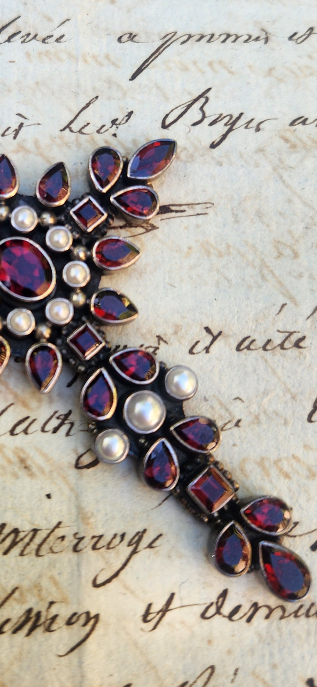 Large Vintage Nicky Butler Garnet and Freshwater Pearl Pendant