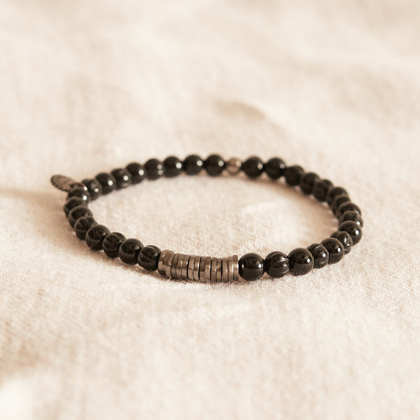 Classic Discs Bracelet with Black Agate and Sterling Silver