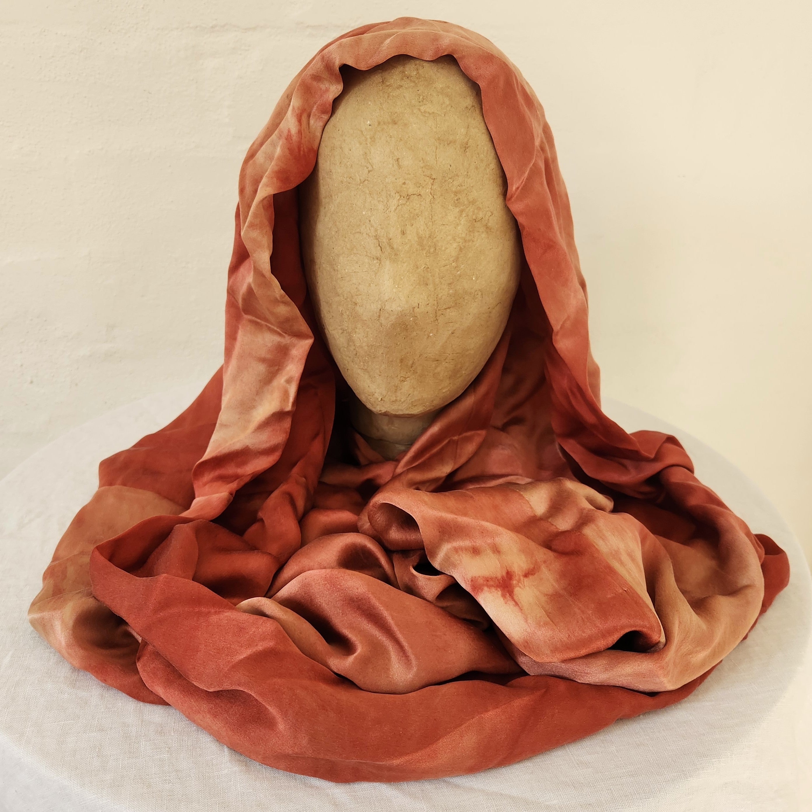 Coral Red Silk Scarf / Snood