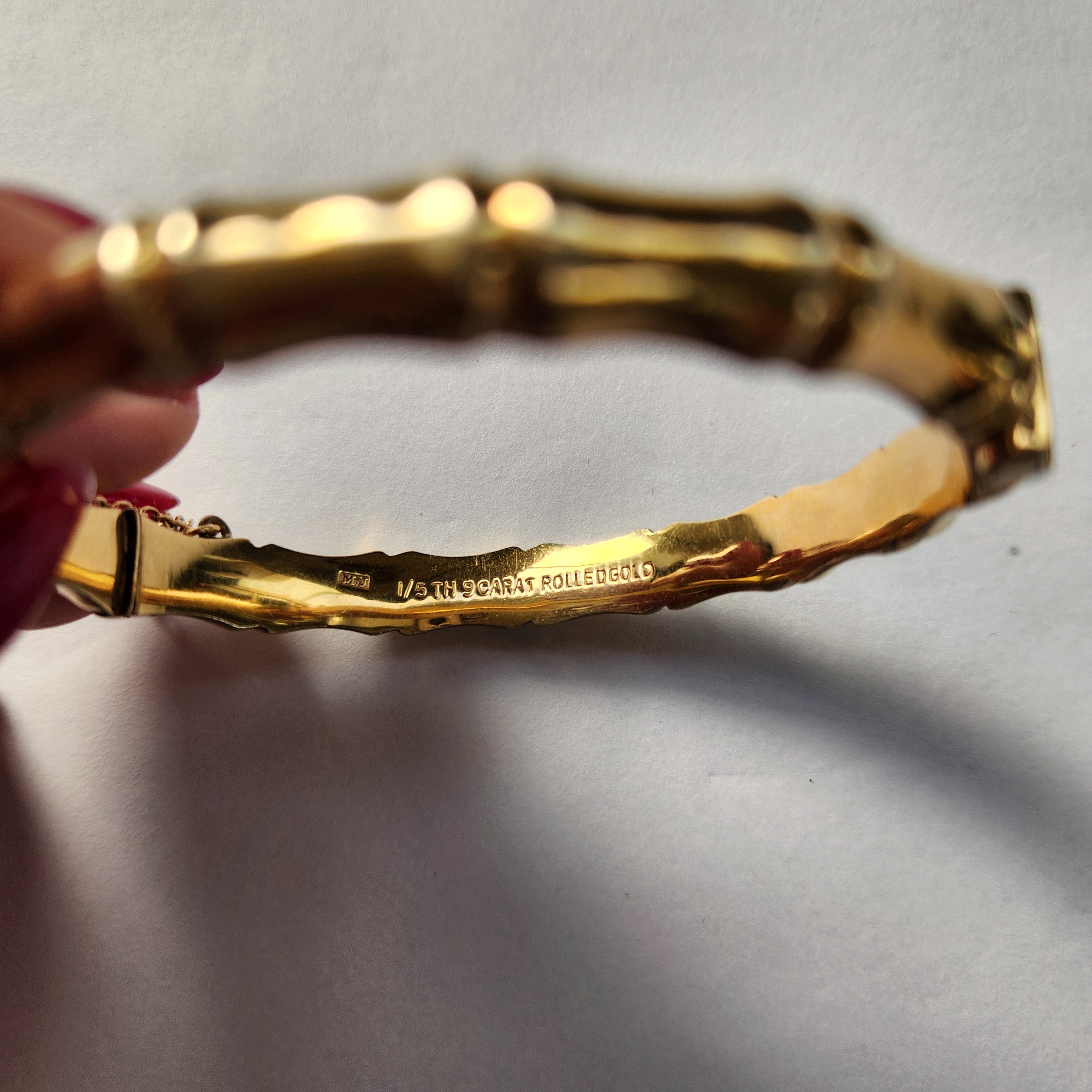 Mid Century 9ct Rolled Gold Bamboo Bangle