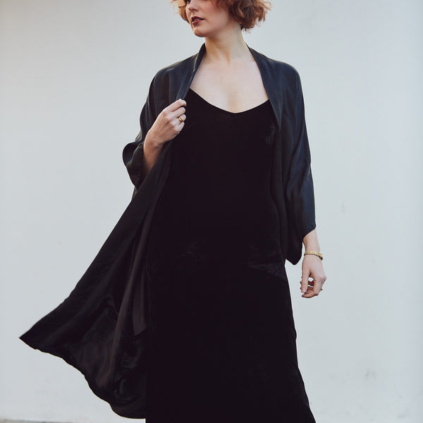 Satin Kimono - Black