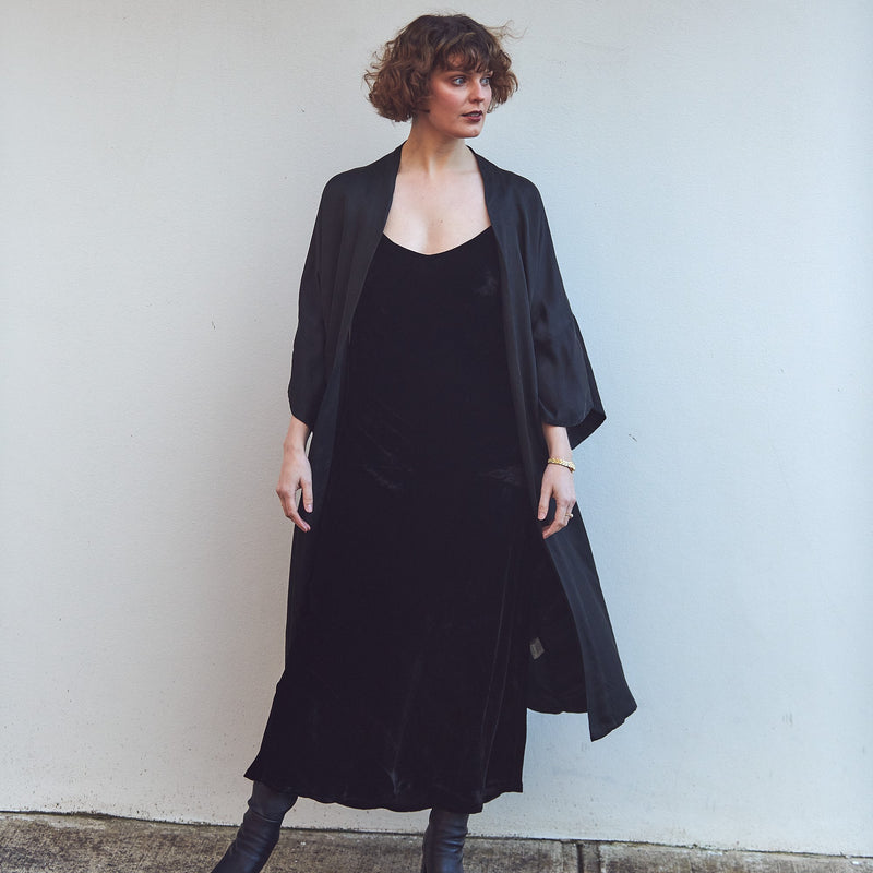 Satin Kimono - Black