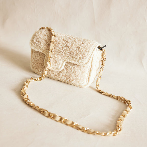 Aurora Cream Woollen Crossbody Bag