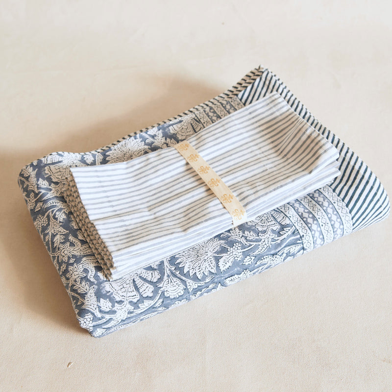 Cotton Napkins - Cornflour Stripe