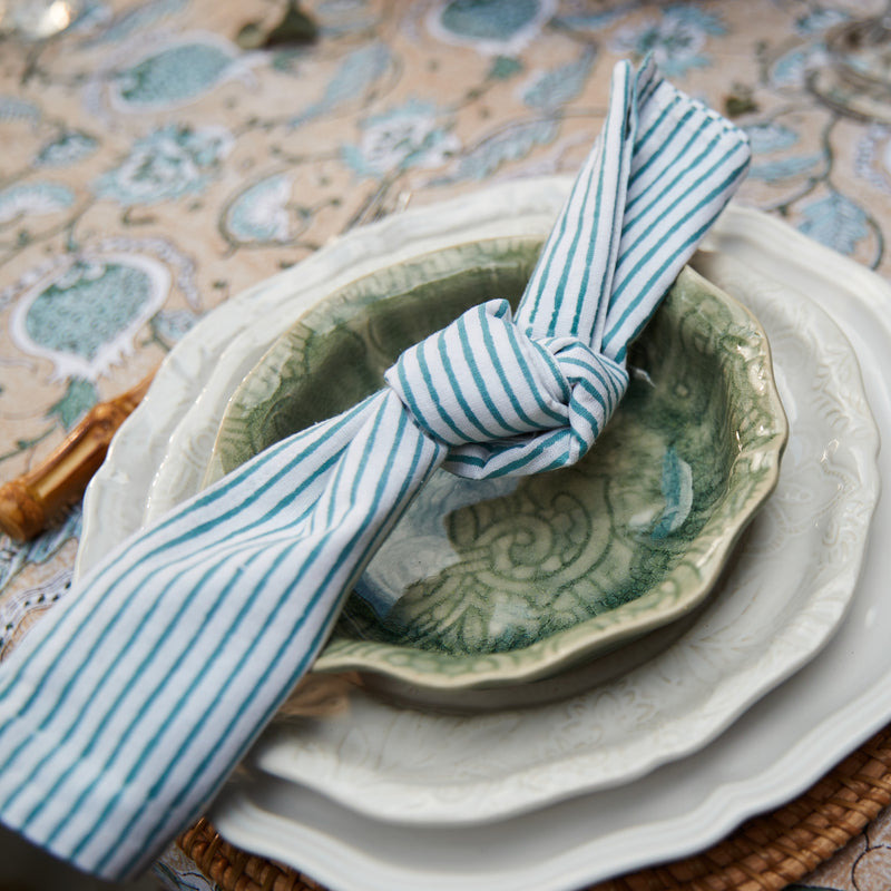 Cotton Napkins - Turquoise Stripe