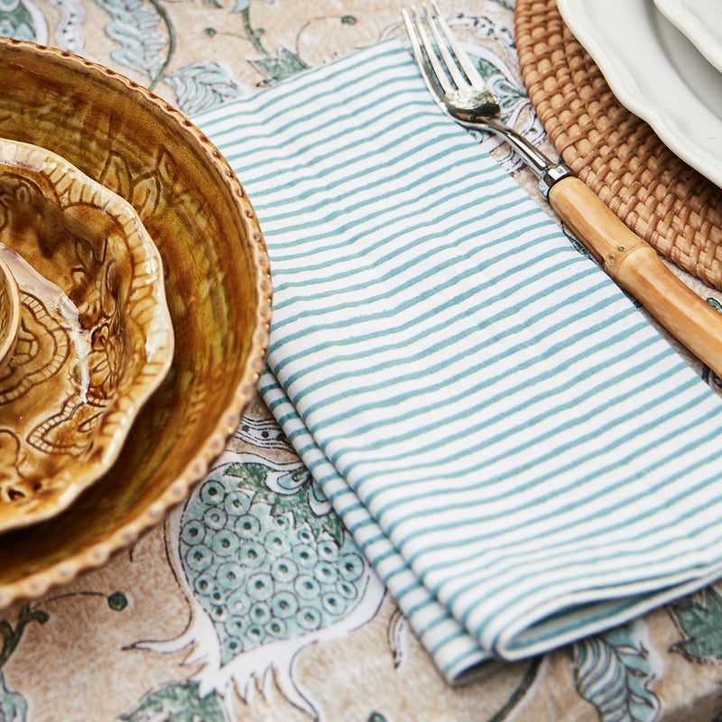 Cotton Napkins - Turquoise Stripe