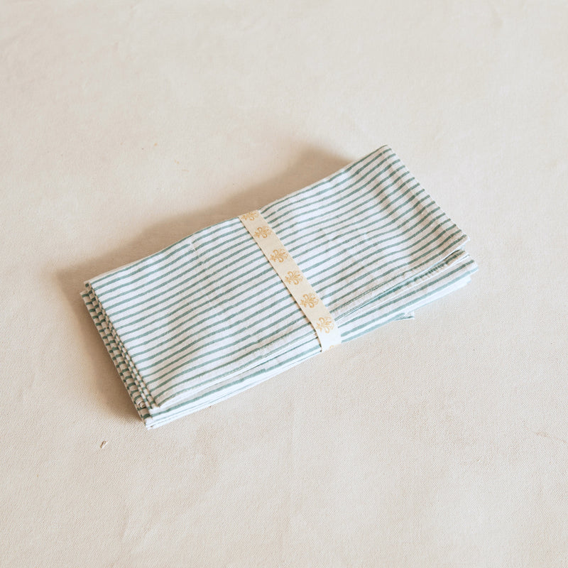 Cotton Napkins - Turquoise Stripe