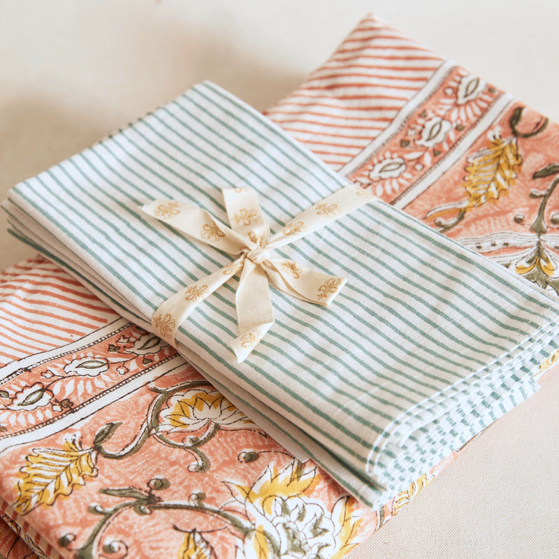 Cotton Napkins - Turquoise Stripe