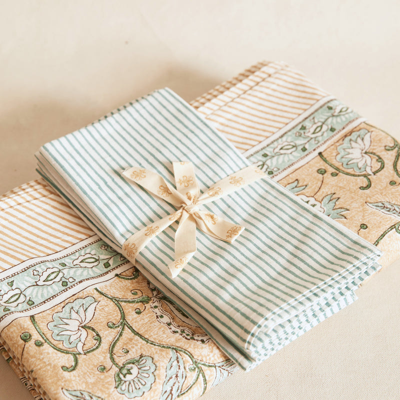 Cotton Tablecloth - Pomegranate Beige