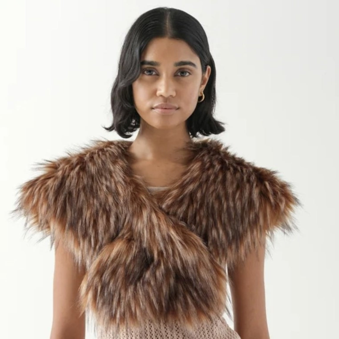 Scarf in Faux Fur - Brown