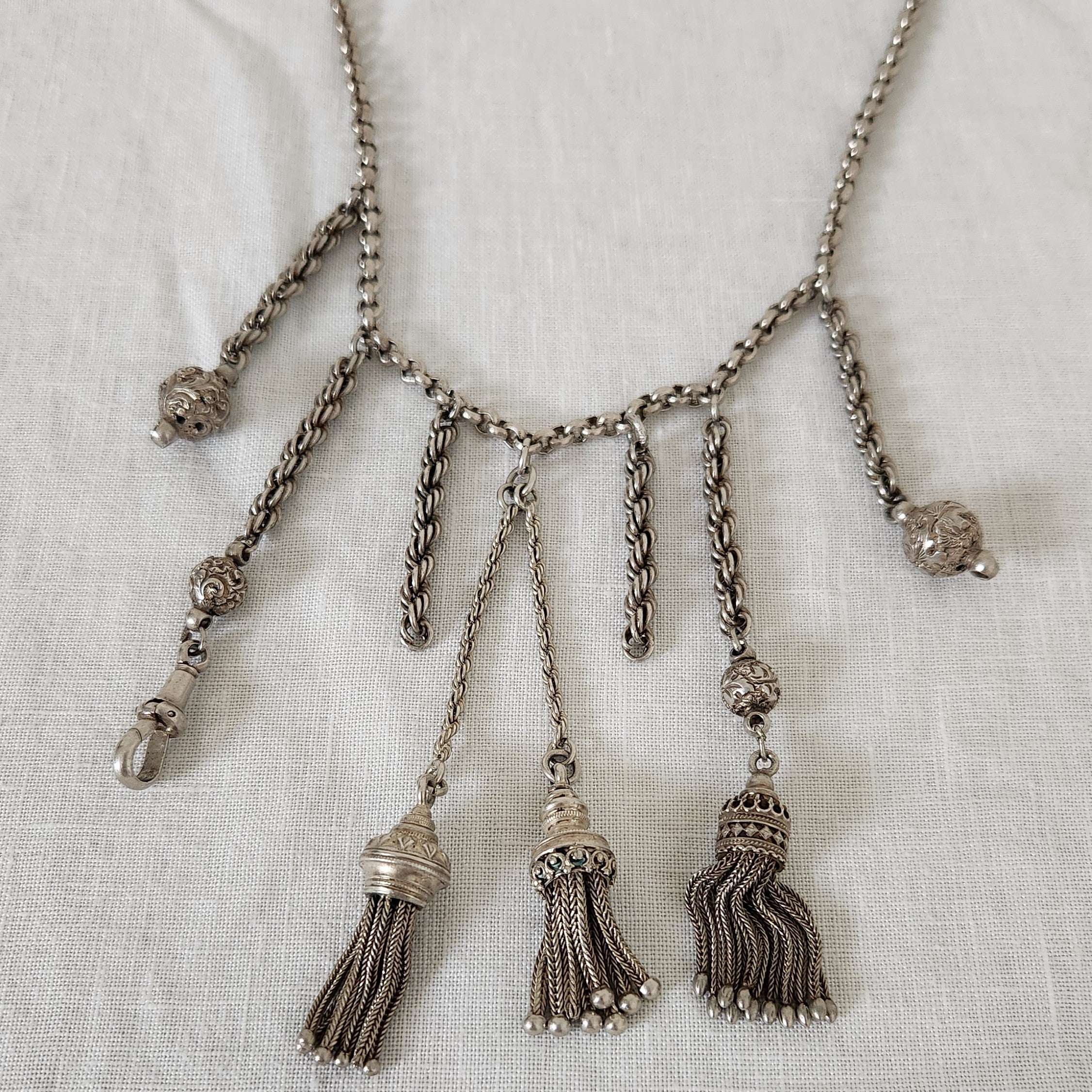 Antique Sterling Silver Chatelaine Necklace