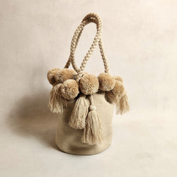 Wayuu Pom Pom Large Bag - Cream