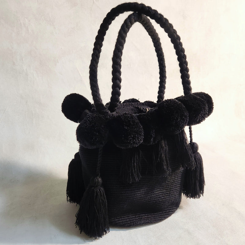 Wayuu Pom Pom Large Bag - Midnight Margy