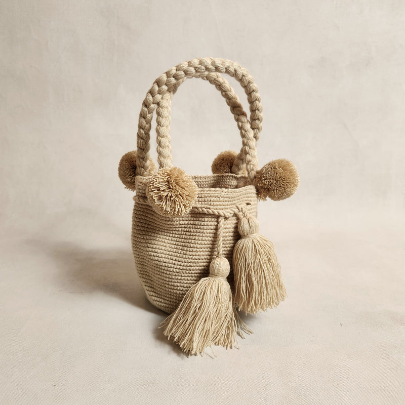 Wayuu Pom Pom Small Bag - Cream