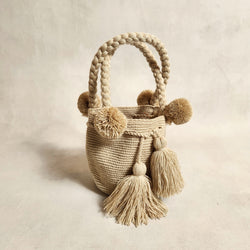 Wayuu Pom Pom Small Bag - Cream