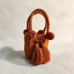 Wayuu Pom Pom Small Bag - Tangerine