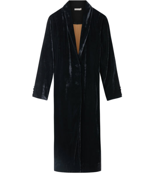 Amelie Silk Velvet Coat - Noir