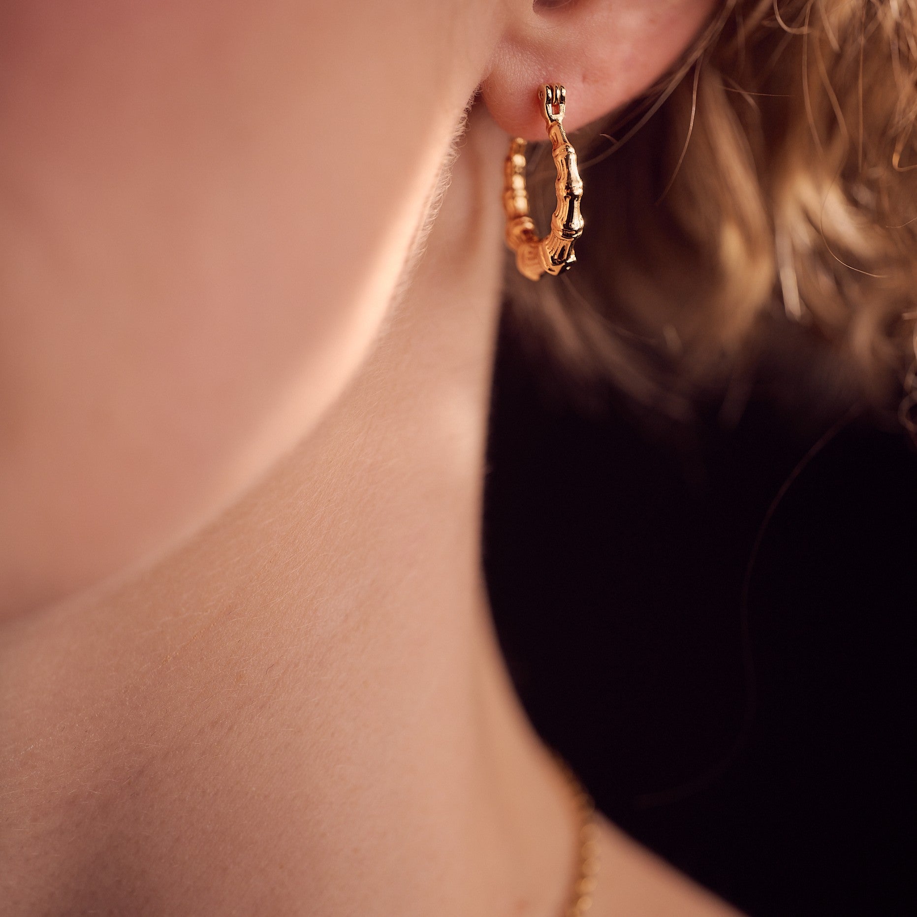 Bamboo Hoop Earrings Small (french lock)