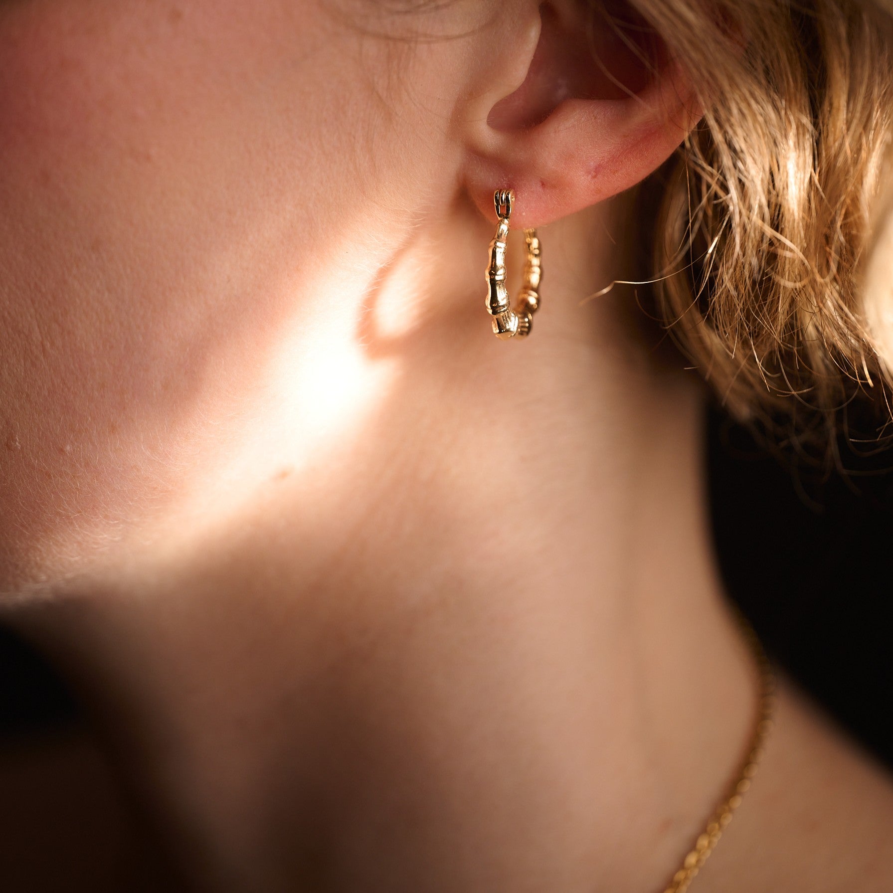 Bamboo Hoop Earrings Small (french lock)