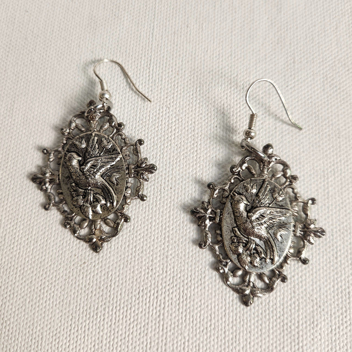 Antique cameo silver ear rings