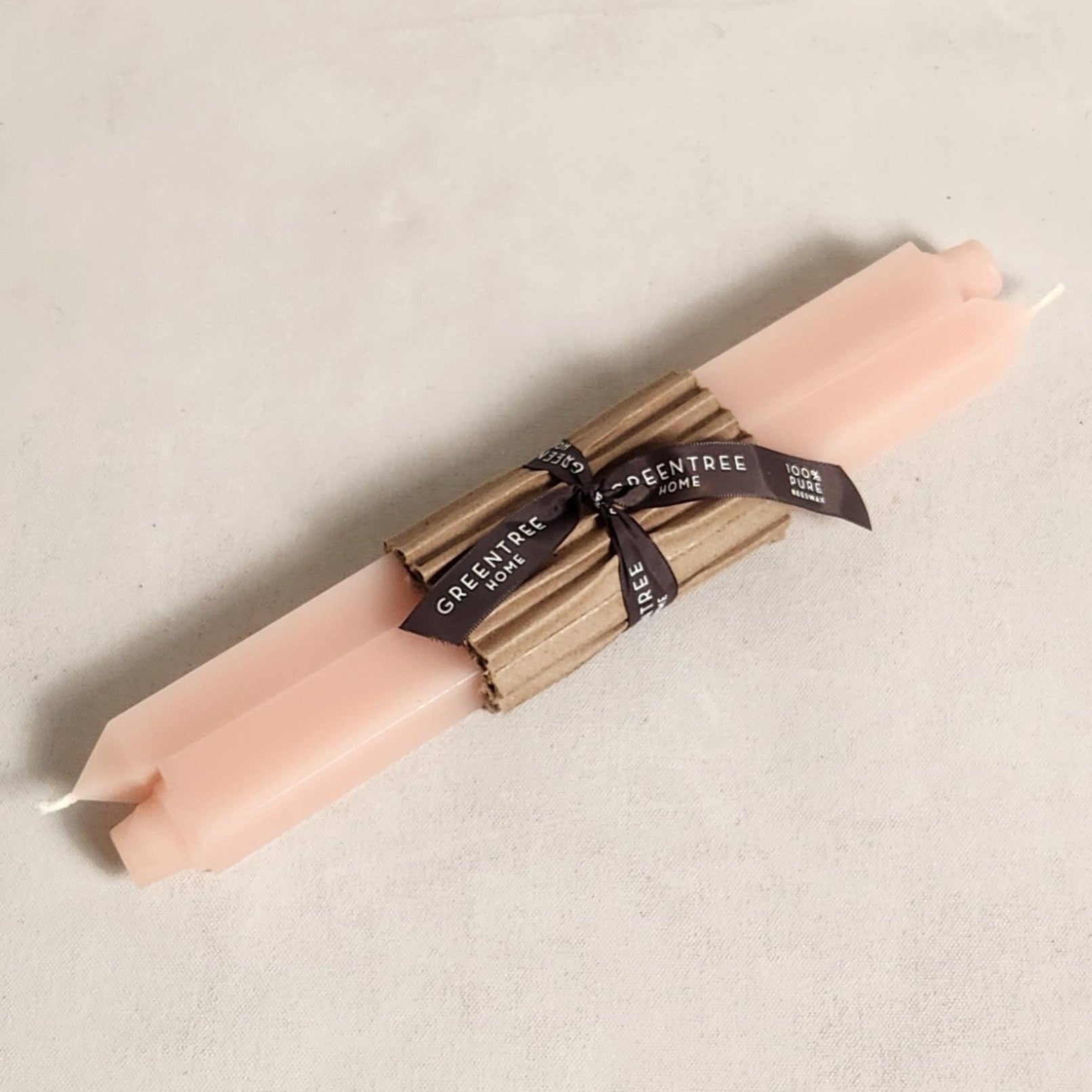 Soft pink beeswax square taper candles