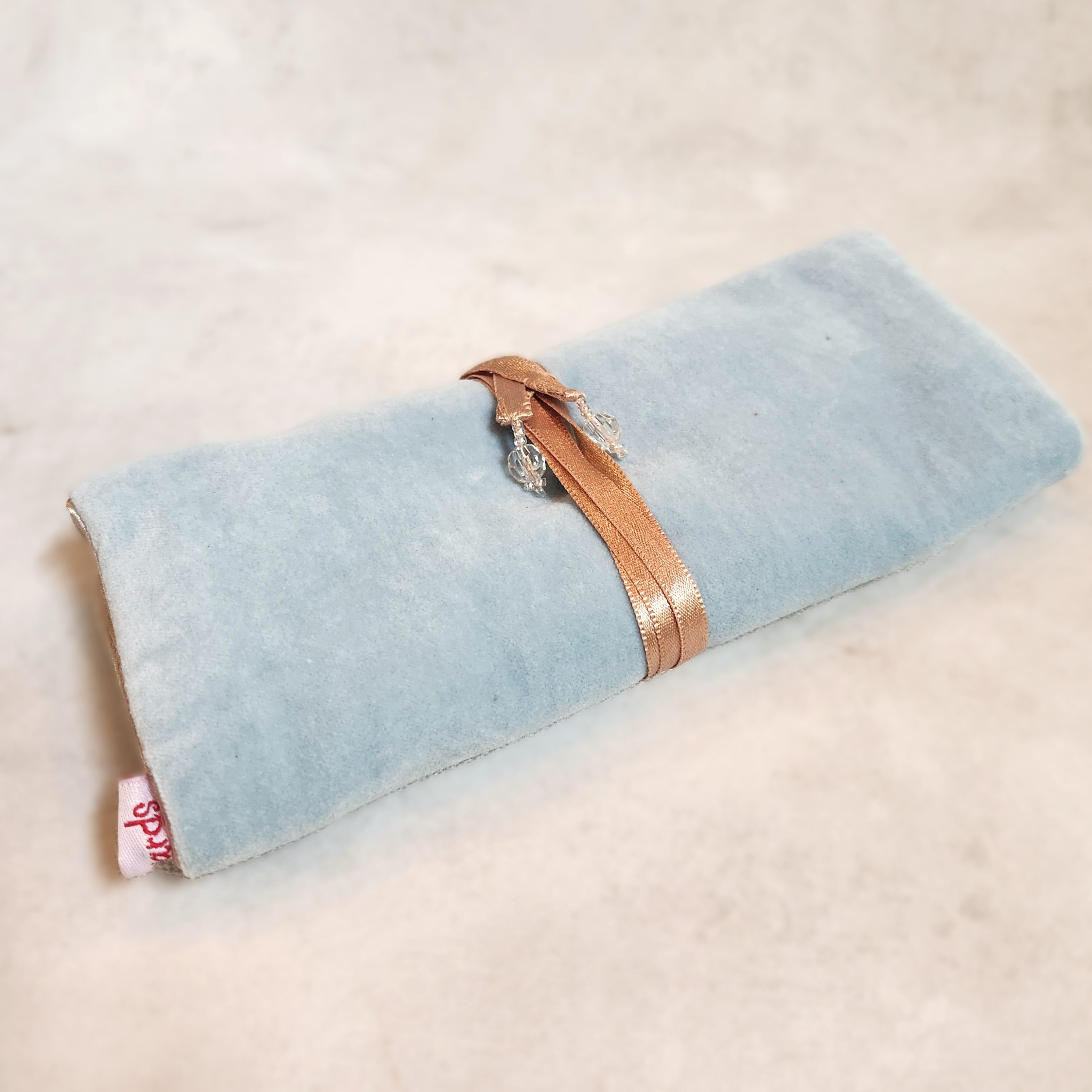 Velvet Jewellery Roll - Sky Blue