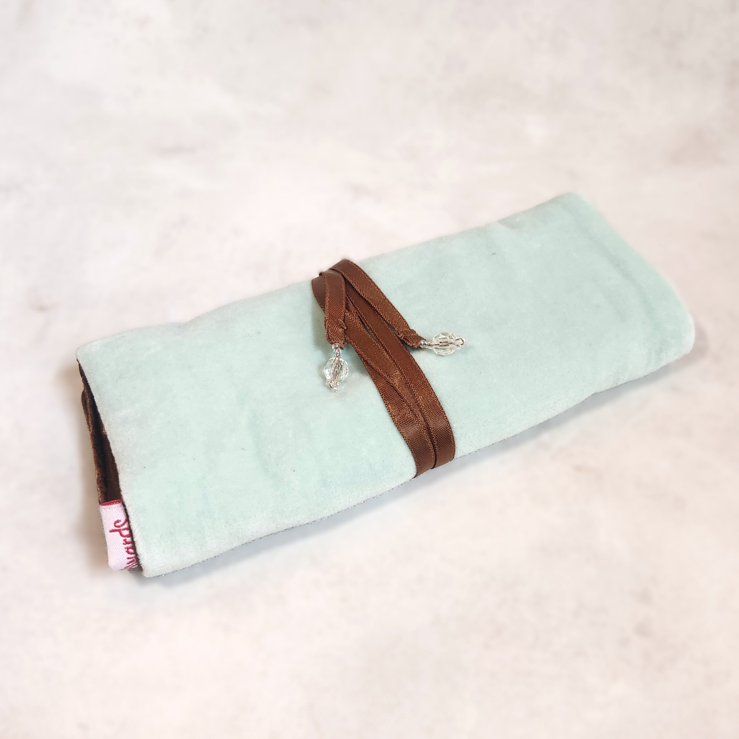Velvet Jewellery Roll - Mint Green