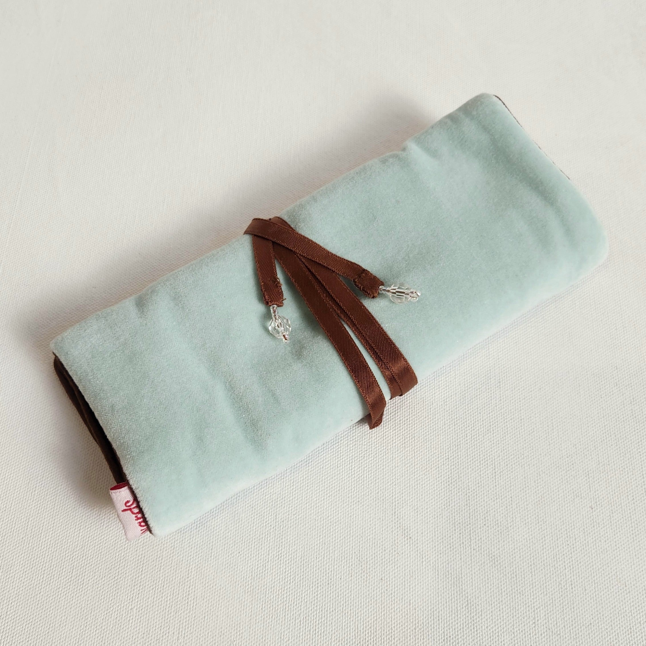 Velvet Jewellery Roll - Mint Green