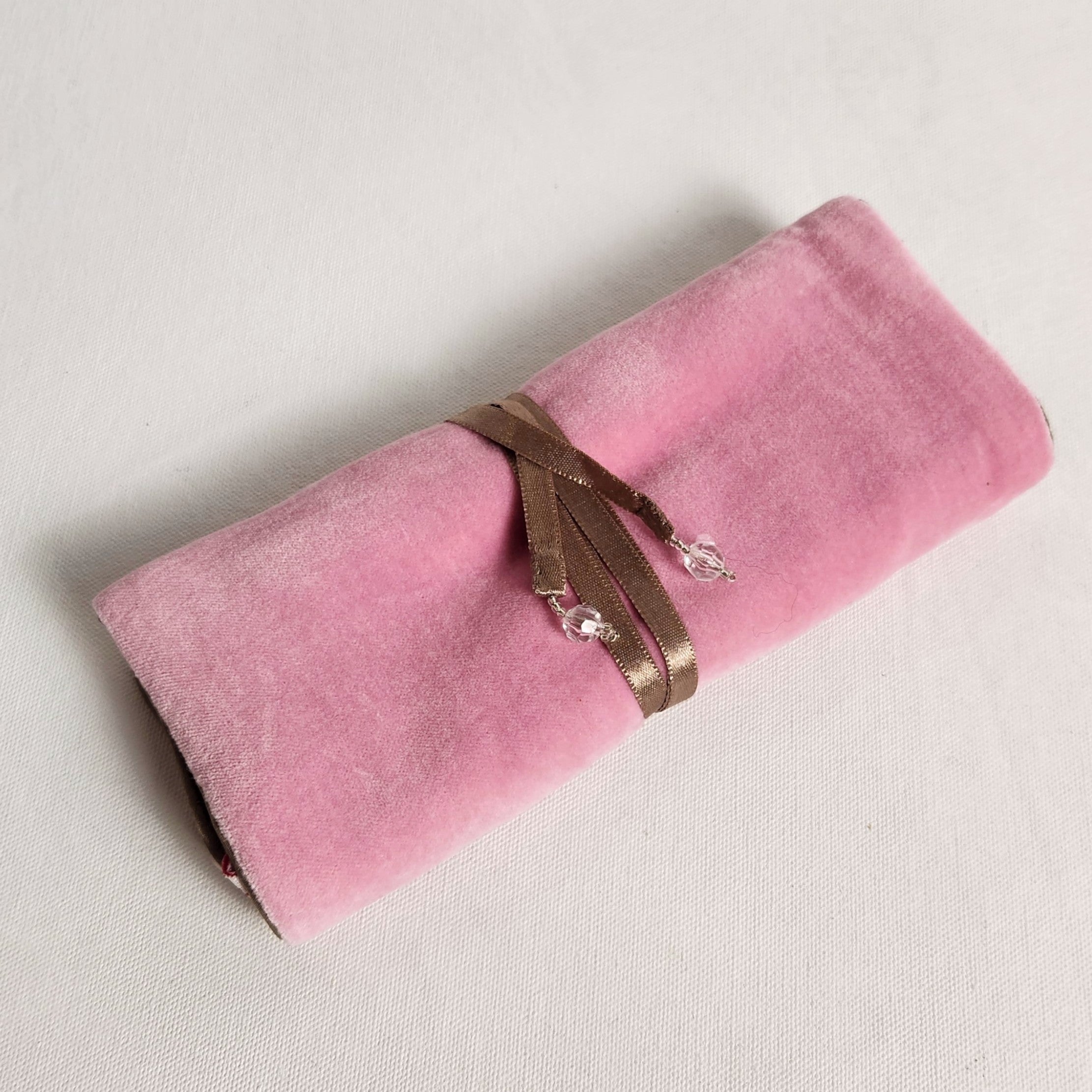 Velvet Jewellery Roll - Dusty Pink