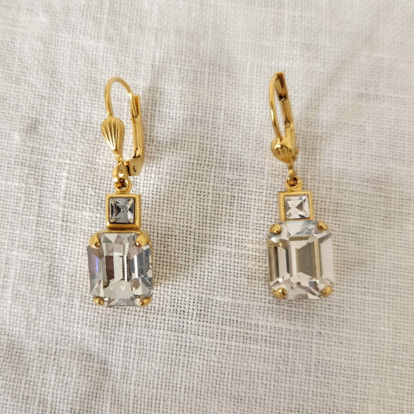 Audrey - Rectangular Crystal Earrings