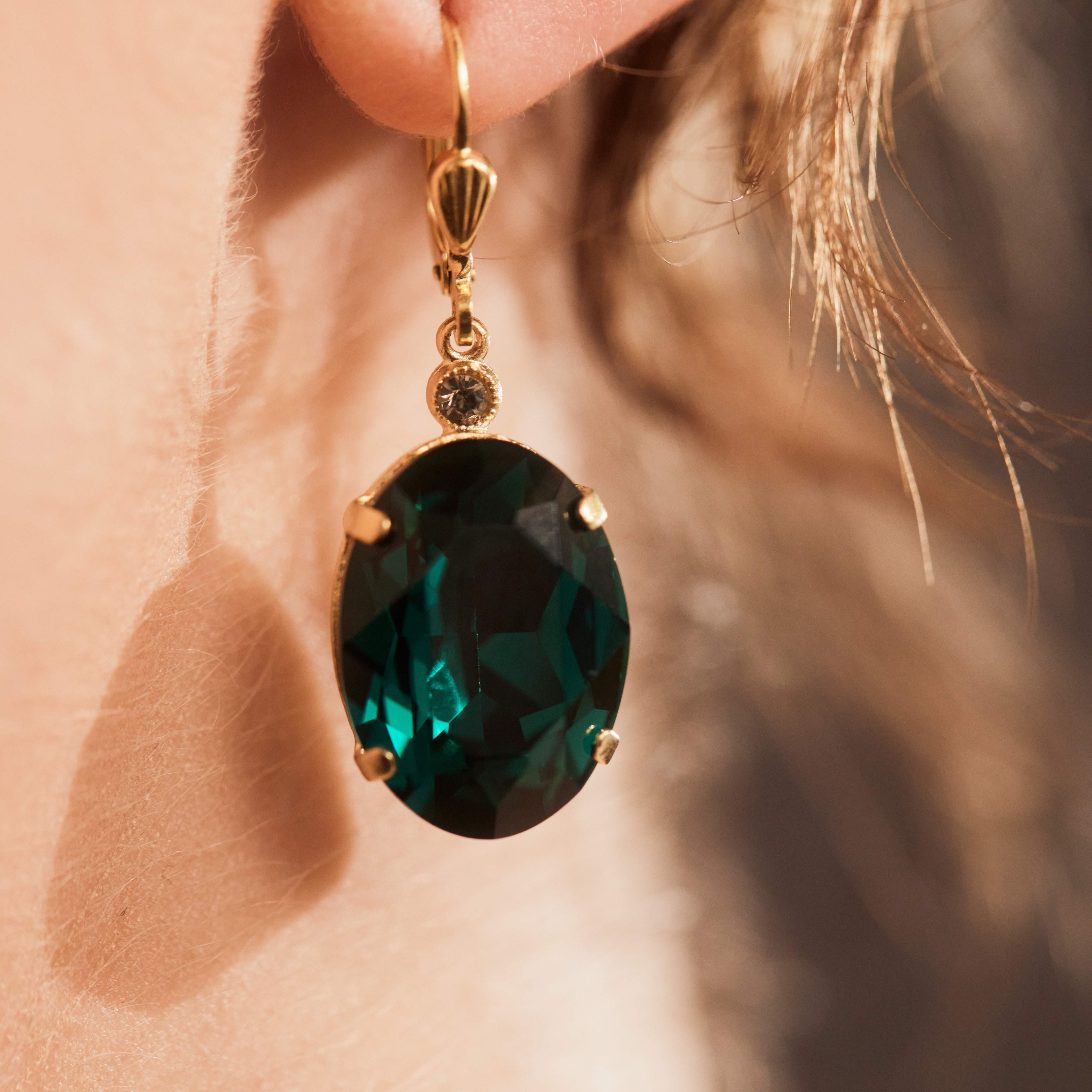 Eloise- Emerald Crystal Earrings