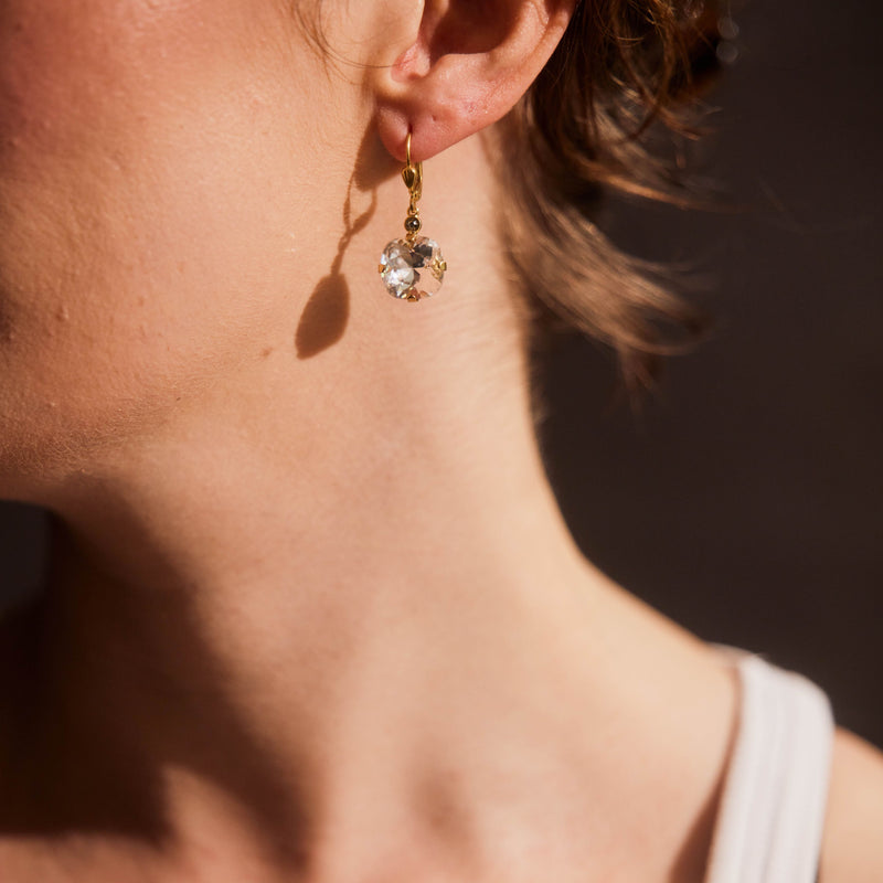 Florence- Clear Crystal Gold Earrings