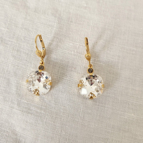 Florence- Clear Crystal Gold Earrings