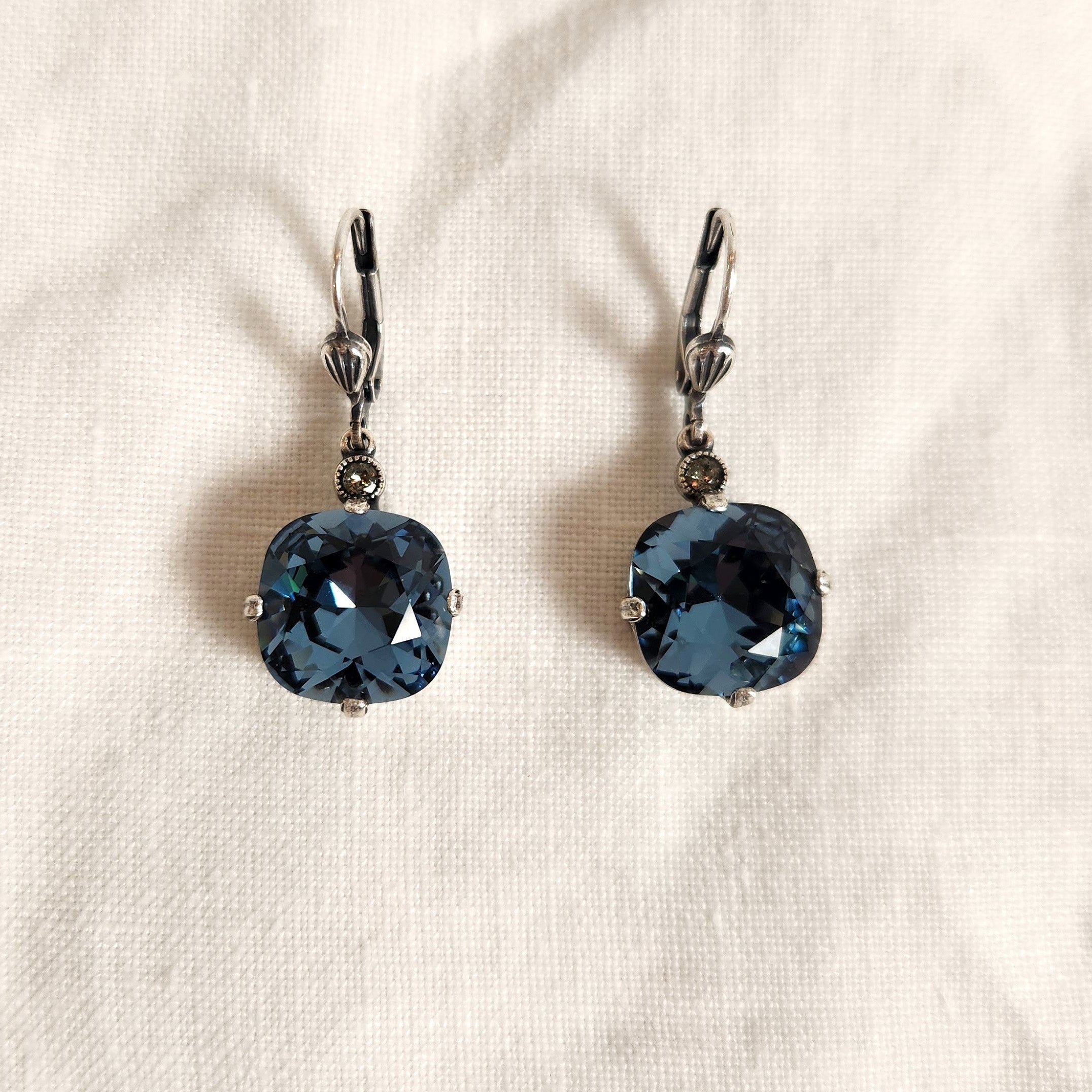 Florence- Sapphire Crystal Silver Earrings