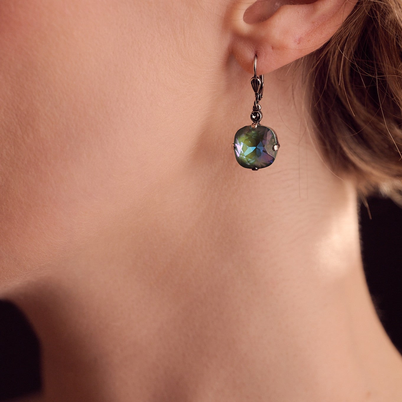 Florence- Turquoise Crystal Silver Earrings