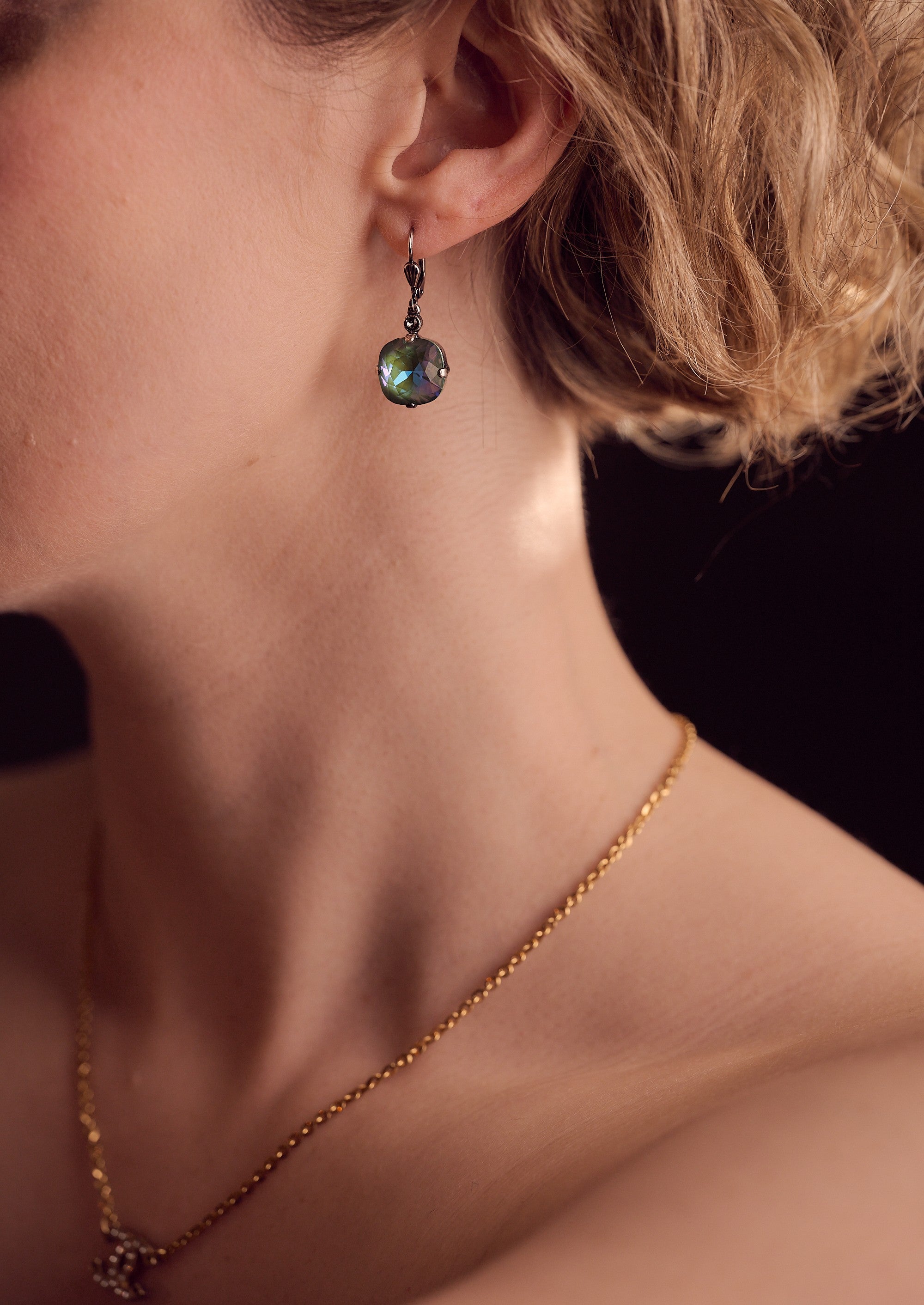 Florence- Turquoise Crystal Silver Earrings