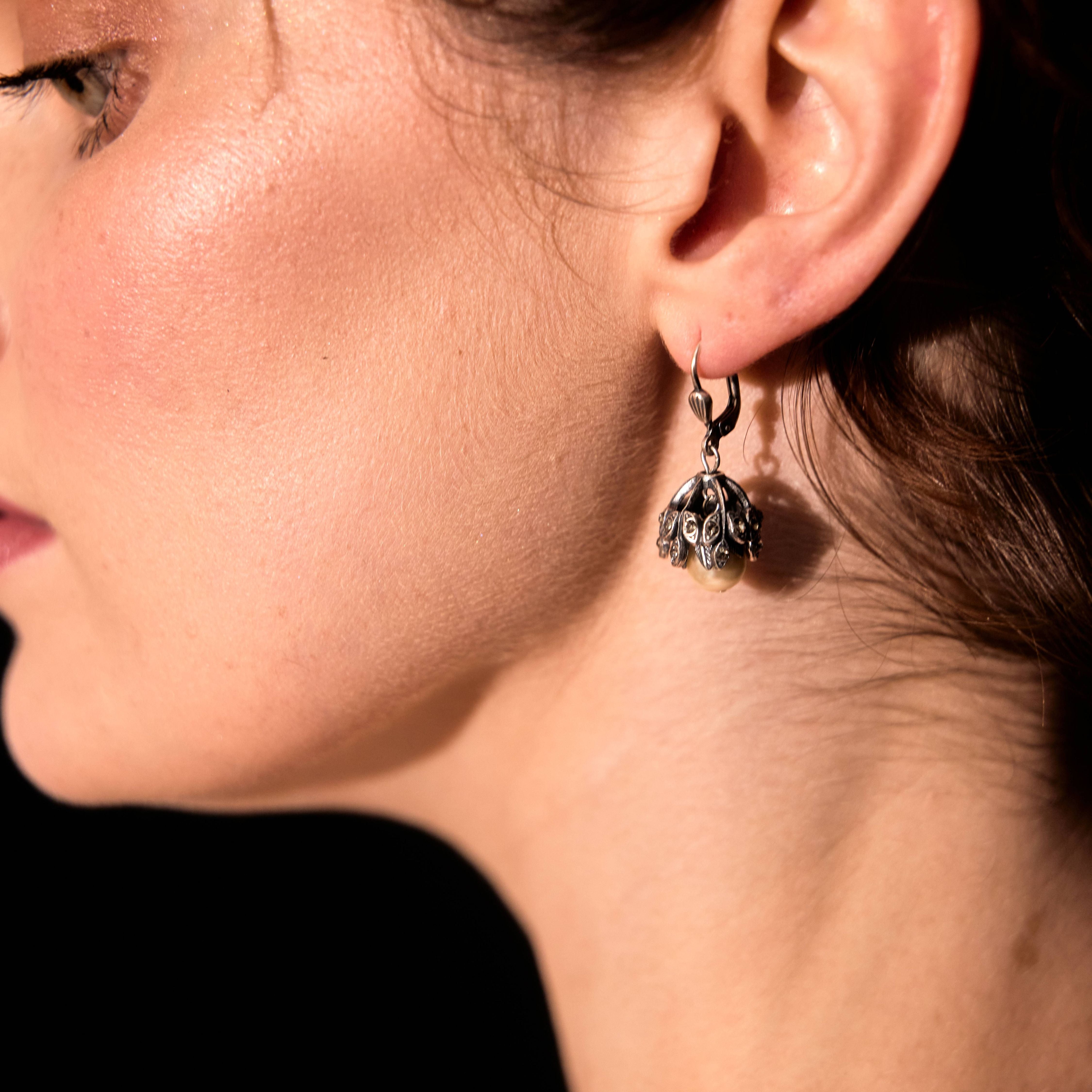 Ines - Classic Pearl, Crystal and Silver earrings