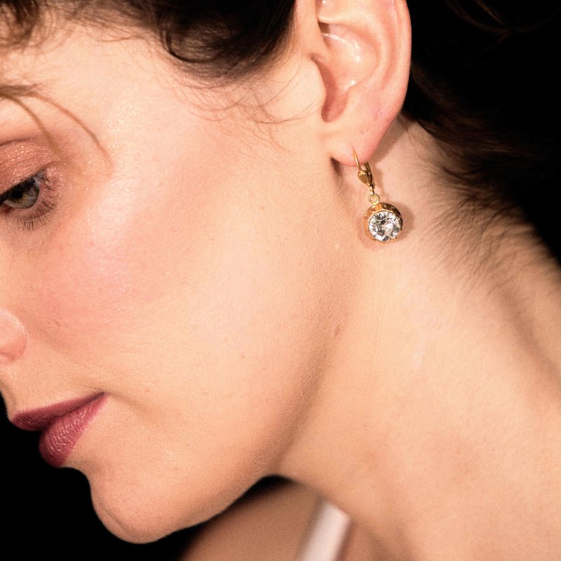 Nina - Gold Clear Crystal Ball Earrings