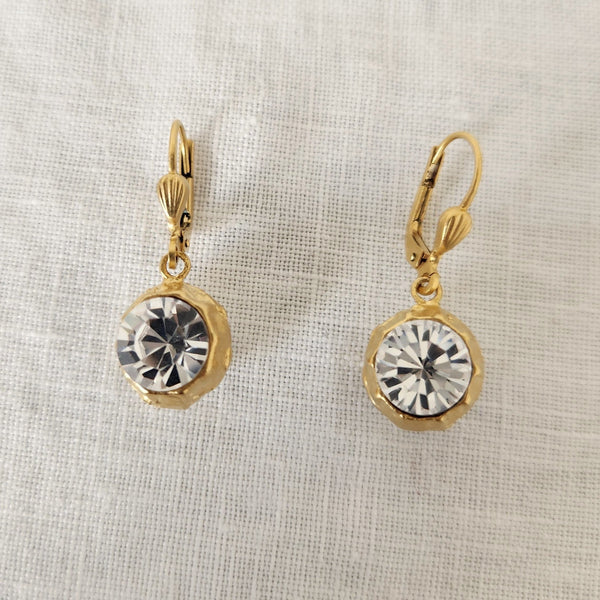 Nina - Gold Clear Crystal Ball Earrings