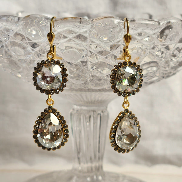 Sophia - Double Drop "Shade" Gold Earrings