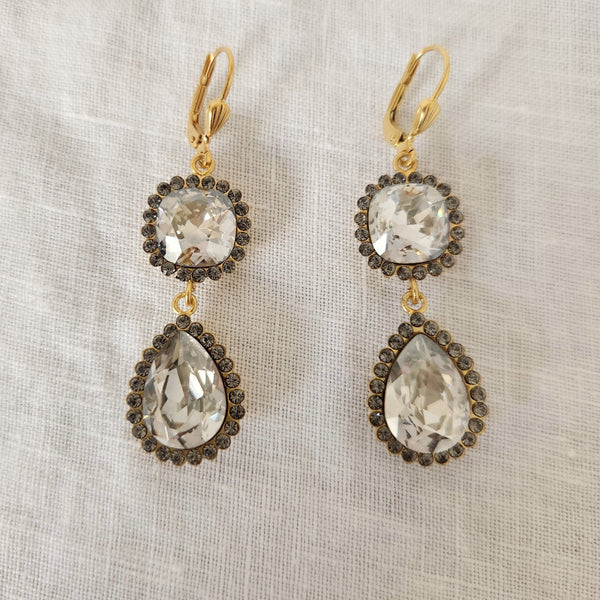 Sophia - Double Drop "Shade" Gold Earrings