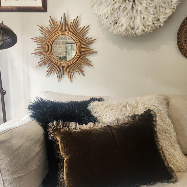 Seraphine Cushion with Silk Ruffle - Owaka Brown